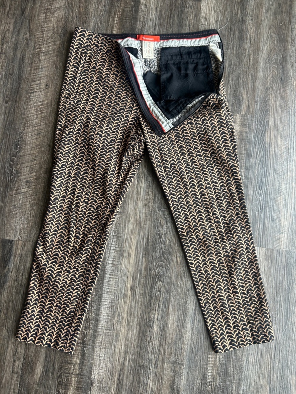 Anthropologie Cartonnier Brown & Black Patterned Chinos